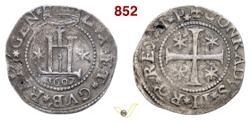 GENOVA DOGI BIENNALI, I fase (1528-1637) Scudo 1607 D/ Castello sormontato da corona e affiancato da due stelle R/ Croce patente con stelle nei quarti...