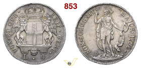 GENOVA DOGI BIENNALI, III fase (1637-1797) 4 Lire 1796 con stella dopo la data D/ Stemma coronato affiancato da grifi R/ San Giovanni Battista MIR 313...
