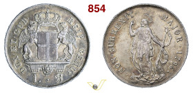 GENOVA DOGI BIENNALI, III fase (1637-1797) 8 Lire 1796 con stella dopo la data (1814) D/ Stemma coronato affiancato da grifi R/ San Giovanni Battista ...