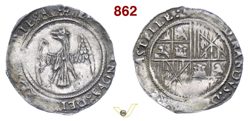 MESSINA FERDINANDO IL CATTOLICO (1479-1516) Mezzo tarì /// sigle M C, D/ Stemma ...