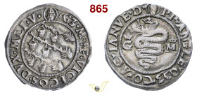 MILANO GALEAZZO MARIA SFORZA (1468-1476) Grosso da 5 Soldi D/ Tizzoni ardenti e secchie R/ Biscia coronata fra iniziali G M coronate MIR 204 Ag g 2,75...