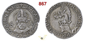 MILANO GIOVANNI GALEAZZO MARIA SFORZA e LUDOVICO MARIA SFORZA detto "il Moro" (1481-1494) Grosso da 5 Soldi D/ Elmo con cimiero del drago R/ Busto fro...