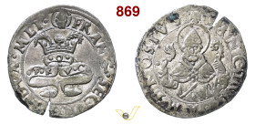 MILANO FRANCESCO II SFORZA (1522-1535) Grosso da 3 Soldi D/ Corona dalla quale escono un ramo di ulivo ed uno di palma; sotto un nastro R/ Busto front...