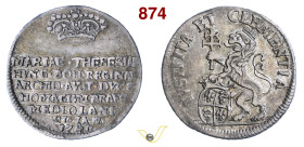MILANO MARIA TERESA D'AUSTRIA (1740-1780) Lira "del Giuramento" 1741 MIR 430 Ag g 3,66 mm 23 R • Patina di monetiere BB+