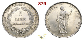 MILANO GOVERNO PROVVISORIO DI LOMBARDIA (1848) 5 Lire 1848 "rami lunghi", Pagani 213b Ag g 24,99 mm 37 RR SPL