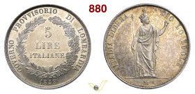 MILANO GOVERNO PROVVISORIO DI LOMBARDIA (1848) 5 Lire 1848 "stella ravvicinata", Pagani 213a Ag g 25,03 mm 37 q.FDC/SPL
