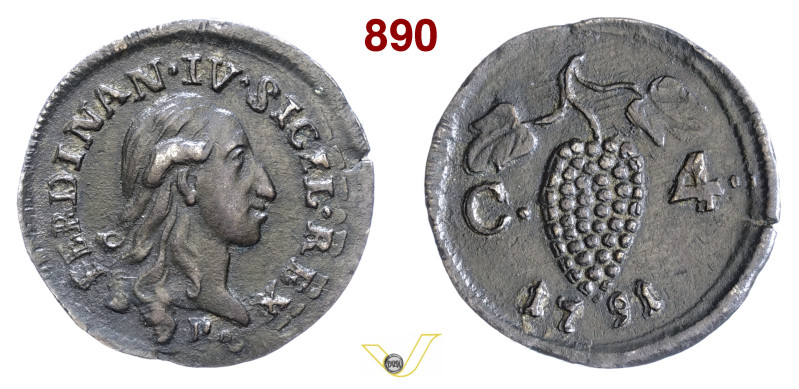 NAPOLI FERDINANDO IV DI BORBONE (1759-1816) 4 Cavalli 1791 MIR 406/4 P.R. 140 Cu...