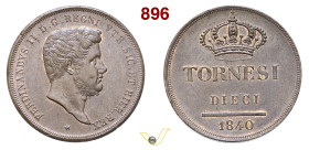 NAPOLI FERDINANDO II DI BORBONE (1830-1859) 10 Tornesi 1840 Pagani 335 P.R. 189 Cu g 30,14 mm 38 • Qualche zona di rame rosso SPL÷FDC