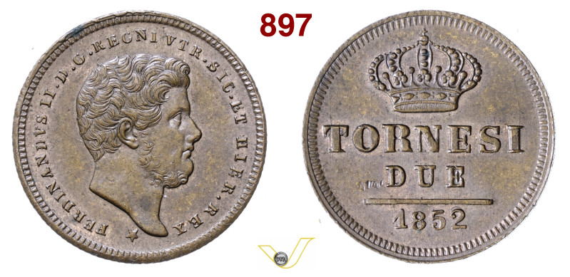 NAPOLI FERDINANDO II (1830-1859) 2 Tornesi 1852 Pagani 406 Gig. 256 Cu g 5,26 mm...