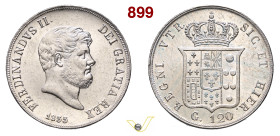 NAPOLI FERDINANDO II DI BORBONE (1830-1859) 120 Grana o Piastra 1855 Pagani 220 Ag g 27,66 mm 37 q.FDC