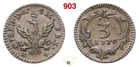 PALERMO FERDINANDO III (1759-1816) 3 Piccioli 1776 MIR 637/2 Spahr 117 Cu g 2,34 mm 19 • Ex Varesi 54/1634 SPL