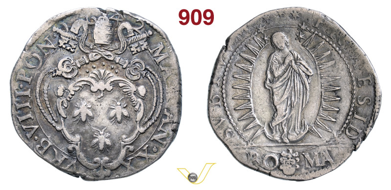 ROMA URBANO VIII (1623-1644) Testone A. XX , Munt. 75/76 Ag g 9,47 mm 30 • Bella...