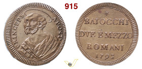 ROMA PIO VI (1775-1799) Sampietrino da 2 Baiocchi e mezzo 1795 MIR 2795/2 Munt. 97 Cu g 17,36 mm 30 R • Di notevole conservazione FDC