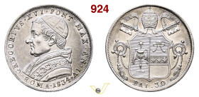 ROMA GREGORIO XVI (1831-1846) 30 Baiocchi 1834 IV Pagani 225 Ag g 7,94 mm 26 • Lievi hairlines q.FDC