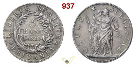 TORINO REPUBBLICA SUBALPINA (1800-1802) 5 Franchi An. 10 Pagani 6 Ag g 24,92 mm 37 BB+