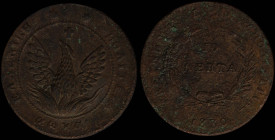 GREECE: 10 Lepta (1830) (type B.2) in copper. Phoenix (big) within pearl circle on obverse. Variety "311-AD1.ab" by Peter Chase. Very nice details but...
