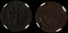 GREECE: 1 Lepton (1831) (type C) in copper. Phoenix on obverse. Variety "346-C.d" (Scarce) by Peter Chase. Inside slab by NGC "AU DETAILS / REV SCRATC...