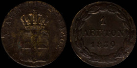 GREECE: 1 Lepton (1839) (type I) in copper. Royal coat of arms and inscription "ΒΑΣΙΛΕΙΑ ΤΗΣ ΕΛΛΑΔΟΣ" on obverse. (Hellas 26). Very Good & Fine plus....