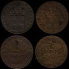 GREECE: Lot of 2 coins in copper, composed of 2 Lepta (1833) (type I) & 2 Lepta (1842) (type I). Royal coat of arms and inscription "ΒΑΣΙΛΕΙΑ ΤΗΣ ΕΛΛΑ...