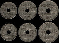 GREECE: Lot of 3 coins in nickel, composed of 5 Lepta (1912) (type IV), 10 Lepta (1912) (type IV) & 20 Lepta (1912) (type III) in nickel. Royal crown ...