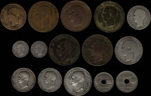 GREECE: Lot of 15 coins composed of 5 Lepta (1869 BB) (type I), 5 Lepta (1912) (type IV), 3x 10 Lepta (1869 BB) (type I), 2x 10 Lepta (1882 A) (type I...