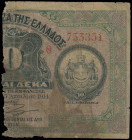 GREECE: Right part of 10 Drachmas (15.4.1914) (bisected Hellas #53) of 1922 Emergency Loan. Signature by Valaoritis. (Hellas 65b) & (Pick 59). Very Go...