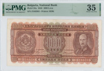 GREECE: BULGARIA: 1000 Leva (1940) in red-brown on gray unpt. Portrait of King Boris III at right and coat of arms at left on face. S/N: "Z 163383". P...