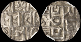 INDIA / INDEPENDENT KINGDOMS (COOCH BEHAR): 1/2 Rupee (ND 1695-1715) in silver. Inscription on obverse and reverse. Inside slab by NGC "MS 62 / RUPA N...