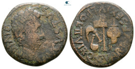 Hispania. Carthago Nova. Augustus 27 BC-AD 14. C. Var. Rufus and Sextus Iulius Poll, duoviri. Semis Æ