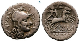M. Aurelius Scaurus 118 BC. Narbo. Serrate Denarius AR