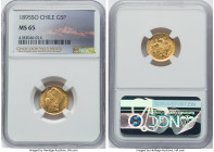 Republic gold 5 Pesos 1895-So MS65 NGC, Santiago mint, KM153. From the Colección Val y Mexía HID09801242017 © 2024 Heritage Auctions | All Rights Rese...