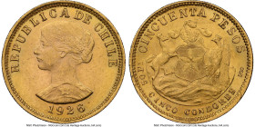 Republic gold 50 Pesos 1926-So MS63 NGC, Santiago mint, KM169. From the Colección Val y Mexía HID09801242017 © 2024 Heritage Auctions | All Rights Res...