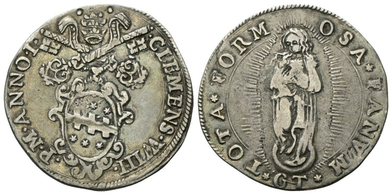 FANO
Clemente VIII (Ippolito Aldobrandini), 1592-1605. 
Testone a. I.
Ag
gr....