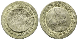 FERRARA
Clemente XI (Gian Francesco Albani), 1700-1721.
Doppio grossetto.
Ag
gr. 2,76
Dr. Legenda coperta da una ghirlanda sinistrorsa. Stemma a ...