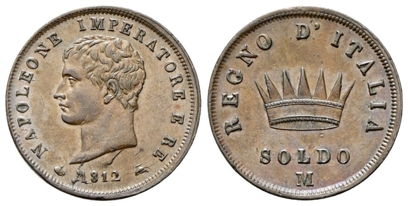 MILANO
Napoleone I Re d’Italia, 1805-1814.
Soldo 1812.
Æ
gr. 10,36
Dr. NAPO...