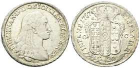 NAPOLI
Ferdinando IV (I) di Borbone, 1759-1816.
Piastra da 120 Grana 1787, sigle D P.
Ag
gr. 27,15
Dr. FERDINAN•IV•D•G•SICILIAR•ET HIE•REX. Busto...