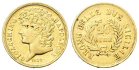 NAPOLI
Gioacchino Napoleone Murat, 1808-1815. 
20 Lire 1813 rami corti.
Au
gr. 6,38
Dr. GIOACCHINO - NAPOLEONE. Testa nuda a s.
Rv. REGNO DELLE ...