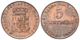 PARMA
Maria Luigia d'Austria, 1814-1847.
5 Centesimi 1830.
Æ
Dr. MARIA LUCIA ARCID. D’AUSTRIA. Stemma coronato.
Rv. :DUCEESSA DI PARMA PIACENZA E...