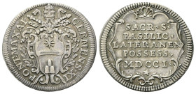 ROMA
Clemente XI (Gian Francesco Albani), 1700-1721.
Giulio del possesso 1701 a. I.
Ag
gr. 2,95
Dr. CLEMENS•XI - PONT•MAX•A•I.Stemma oblungo in c...