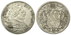 ROMA
Clemente XII (Lorenzo Corsini), 1730-1740. 
Testone 1735 a. V.
Ag
gr. 8,29
Dr. CLEMENS - XII•P•M•AN•V. Busto a d., con camauro.
Rv. Stemma ...