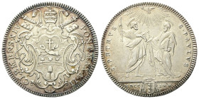 ROMA
Clemente XIV (Gian Vincenzo Antonio Ganganelli), 1769-1774.
Testone 1770 a. II. 
Ag
gr. 7,88
Dr. •CLEMENS•XIV - PONT•MAX•A•II. Stemma in cor...