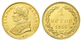 ROMA
Pio IX (Giovanni Maria Mastai Ferretti), 1846-1878.
Scudo stretto 1853 a. VIII.
Au
gr. 1,75
Dr. PIVS•IX•PON• - MAX•AN•VIII•. Busto a s. con ...