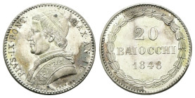 ROMA
Pio IX (Giovanni Maria Mastai Ferretti), 1846-1878.
20 Baiocchi 1858 a. II senza segno di zecca.
Ag
gr. 5,39
Dr. PIVS•IX•PONT• - MAX•AN•II•....