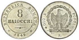 ROMA
Seconda Repubblica Romana, 1848-1849.
8 Baiocchi 1849.
Mi
gr. 3,86
Dr. ✶REPUBBLICA ROMANA✶.Valore; nel giro, data.
Rv. ✿DIO E - POPOLO. Aqu...