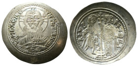 SICILIA
Ruggero II, Re di Sicilia, 1130-1154.
Ducale.
Ag
gr. 2,58
Dr. +IC•XC•RG• - IN AETRN•. Busto frontale di Cristo con Vangelo.
Rv. Re Rugge...