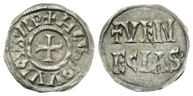 VENEZIA
Ludovico I, il Pio, Re dei Franchi e Imperatore, 814-840.
Denaro.
Ag
gr. 1,52
Dr. +HLVDOVVICVS IMP. Croce patente.
Rv. +VEN / ECIAS. Isc...