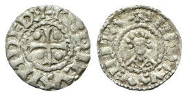 VENEZIA
Enrico IV o V di Franconia, 1056-1125.
Denaro scodellato.
Ag
gr. 0,28
Dr. +ENRICVS IMPER. Croce bicuspidata accantonata da 4 bisanti.
Rv...