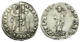 VENEZIA
Andrea Gritti Doge LXXVII, 1523-1532.
8 Soldi.
Ag
gr. 2,38
Dr. ANDREAS – •GRITI• - •S•M•VENET. San Marco nimbato, stante, porge il vessil...