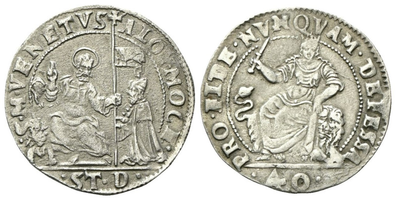 VENEZIA
Alvise I Mocenigo Doge LXXXV, 1570-1577.
40 soldi, primo tipo con PRO ...