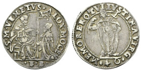 VENEZIA
Alvise I Mocenigo Doge LXXXV, 1570-1577.
40 Soldi inedito.
Ag
gr. 8,81
Dr. •ALOY•MOCE - •SM•VENETVS•. San Marco nimbato, seduto in trono,...